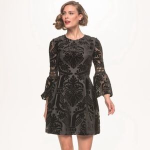 Eliza J Black Burnout Velvet Fit & Flare Night Out Dress US 10